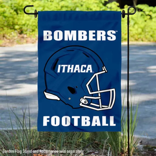 Discover Ithaca Bombers Football Helmet Garden Flag and Yard Banner