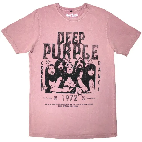 Deep Purple Unisex Stone Wash T-Shirt 1972 Concert Kashmir