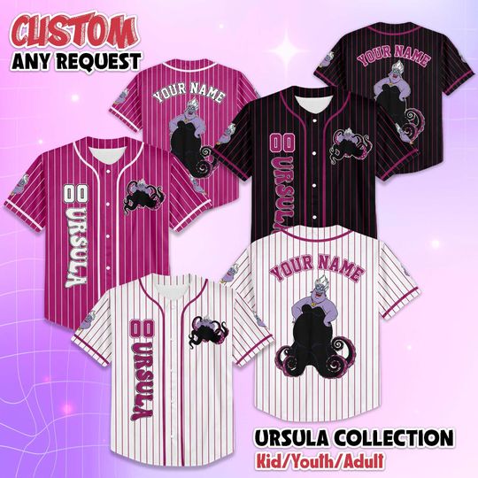 Discover Custom Disney Ursula Baseball Jersey, Disney The Little Mermaid Villains Shirt, Matching Team Outfit, Birthday Gift