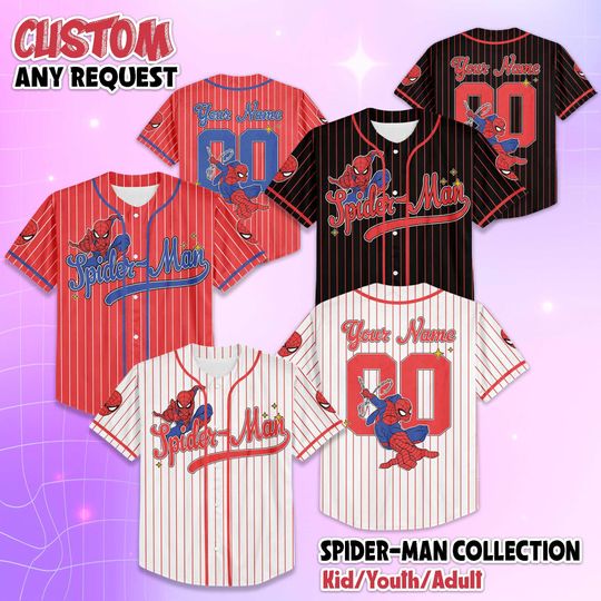 Discover Personalized Spider-Man Baseball Jersey, Custom Marvel Spider-Man Shirt, Marvel Baseball Team Outfit, Birthday Gift