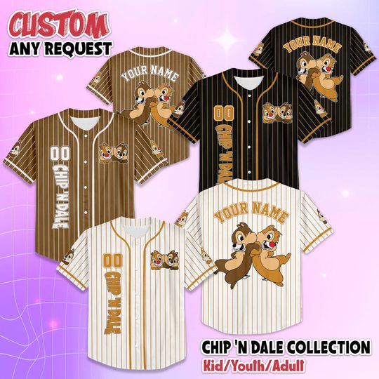 Discover Custom Chip and Dale Baseball Jersey, Disney Chip and Dale Jersey Shirt, Disneyland Baseball Team Outfit, Gift for Fans