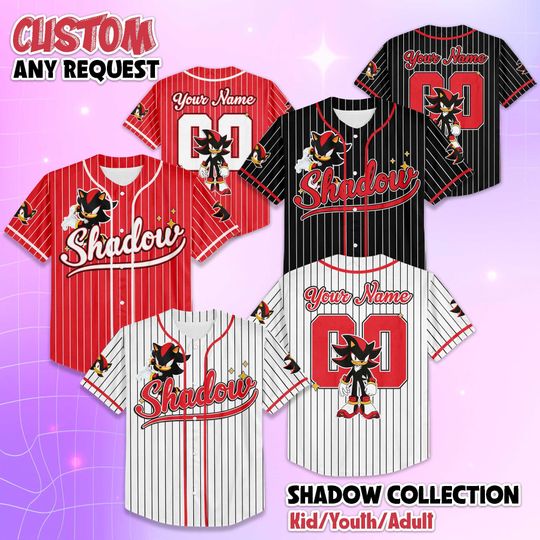 Discover Personalized Shadow Baseball Jersey, Custom Disney Shadow the Hedgehog Shirt, Sonic the Hedgehog Baseball Fan Lover Gift