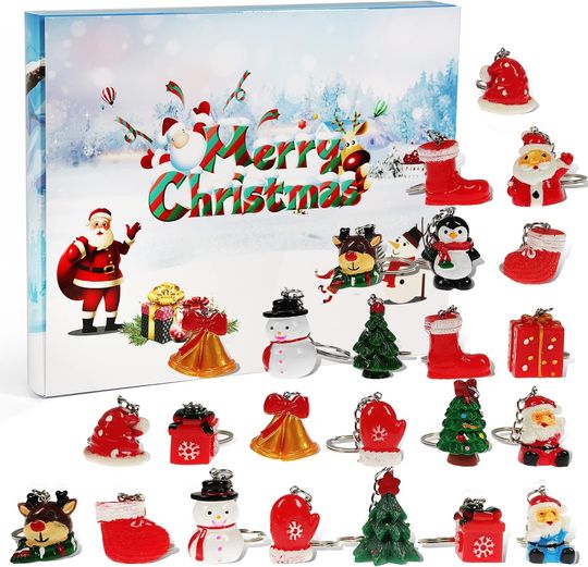 Discover Ogrmar Christmas Advent Calendar for Kids with 24 Doll Key Rings Holiday Countdown Decor