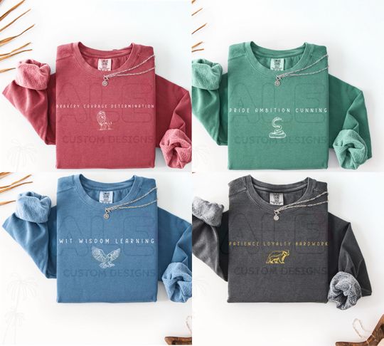 Discover Comfort Colors Wizarding School House Sweatshirt, HP House, Universal Vacation Sweater, Wizard World Gift, Vintage Wizard Houses Sweater