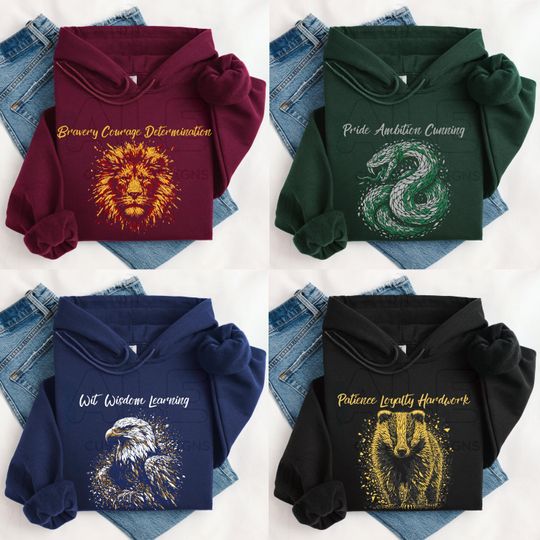 Discover Graphic Wizarding School House Hoodie Sweatshirt, HP House Hoodie Sweater, Universal Vacation Hoodie Sweatshirt, Wizard Alumni Hoodie