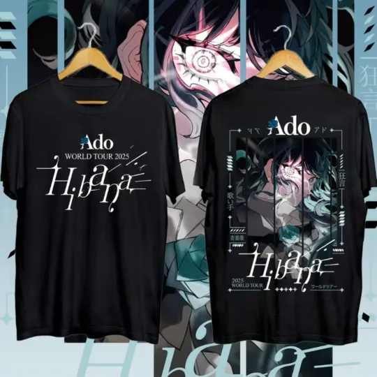 Discover NEW ADO HIBANA WORLD TOUR 2025 DOUBLE SIDED UNISEX T-SHIRT