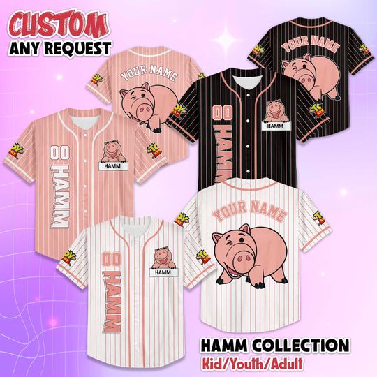 Discover Custom Hamm Baseball Jersey, Personalized Disney Toy Story Hamm Baseball Shirt, Matching Disney Trip Outfit, Disney Birthday Gift