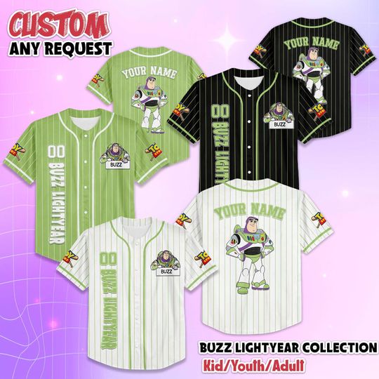 Discover Custom Buzz Lightyear Baseball Jersey, Toy Story Disney Shirt, Buzz Lightyear Disney Jersey Outfit, Matching Disney Vacation Outfit