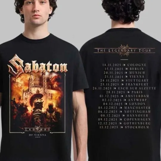Discover Sabaton Legendary Tour Europe 2025 Vienna Two-Sided T-Shirt