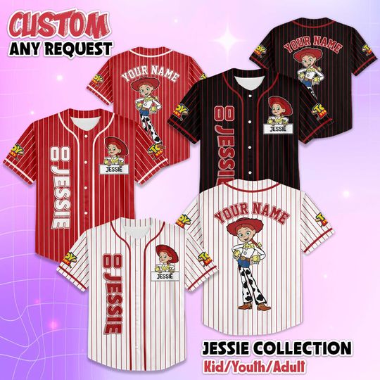 Discover Custom Jessie Baseball Jersey, Disney Toy Story Jessie Baseball Shirt, Matching Disney Trip Outfit, Disney Birthday Gift