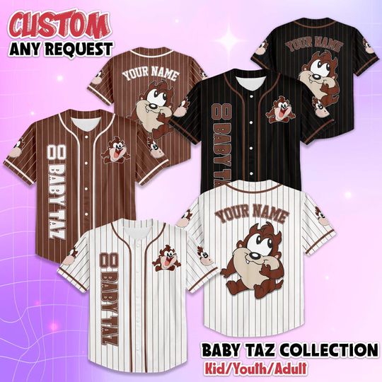 Discover Custom Baby Taz Baseball Jersey, Custom Looney Tunes Shirt, Disneyland Baseball Team Outfit, Birthday Gift For Fans