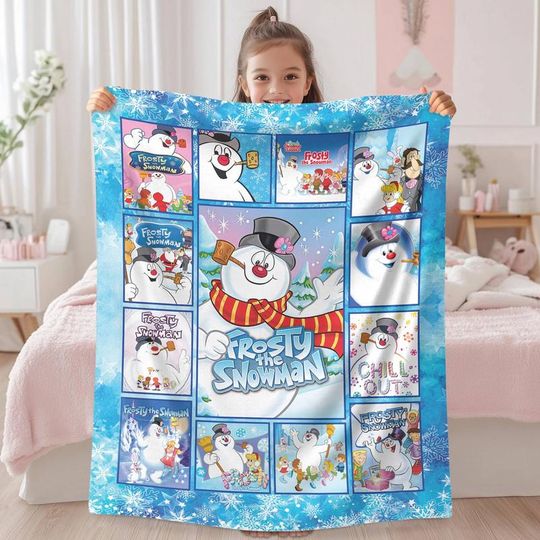 Frosty The Snowman Christmas Blanket, Frosty Snowman Blanket, Rudolph The Red Nosed Reindeer Blanket, Best Christmas Gift Blanket 52
