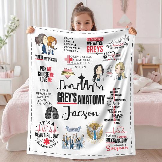 Discover Personalized Grey's Anatomy Blanket, Meredith Grey Dr. Derek Blanket, Its A Beautiful Day To Save Lives Throw Blankets For Bed Couch Sofa