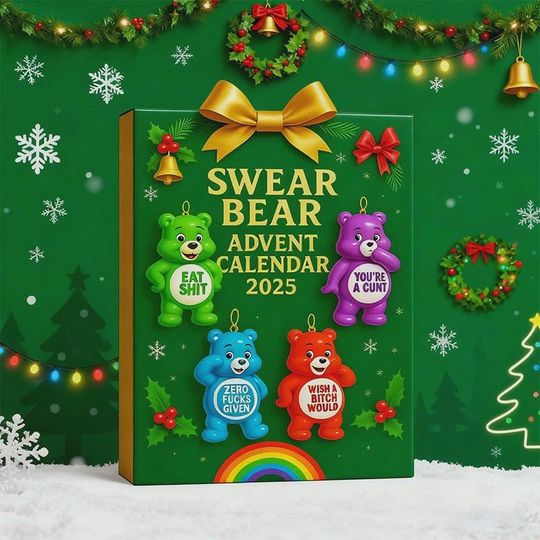 Discover Acrylic Advent Calendar Blind Box 2025 2D Swear Bear Decor Gag Gift