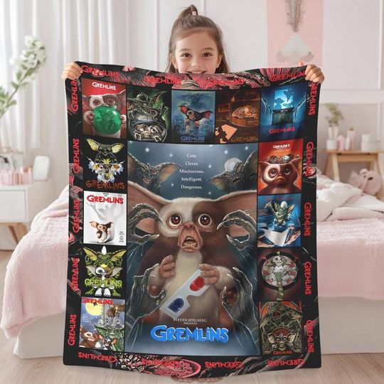 Gremlins Blanket, Gizmo Stripe Mogwai Billy Peltzer Blanket, Gremlins Family Horror Movie Blanket Bed Couch Sofa 73