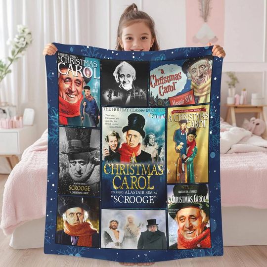 A Christmas Carol Fleece Blanket, Ebenezer Scrooge Christmas Blanket, Christmas Movie Collage Blanket, Xmas Family Blanket, Blanket Gift 03