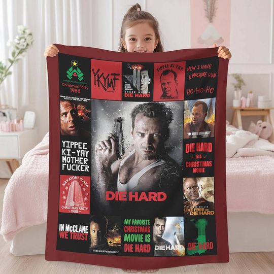 John Mcclane Die Hard Fleece Blanket, John McClane Blanket, Christmas Movie Blanket for Bed Couch Sofa 74
