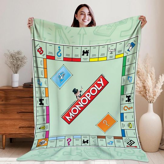 Monopoly Game Blanket, Monopoly Fleece Blanket, Monopoly Board Game Birthday Gifts, Monopoly Game Merch Boardgame Lover Gifts