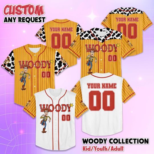 Discover Personalized Woody Baseball Jersey, Custom Disney Toy Story Jersey, Woody Disney Outfit, Matching Family Jersey, Disneyland Trip Gift