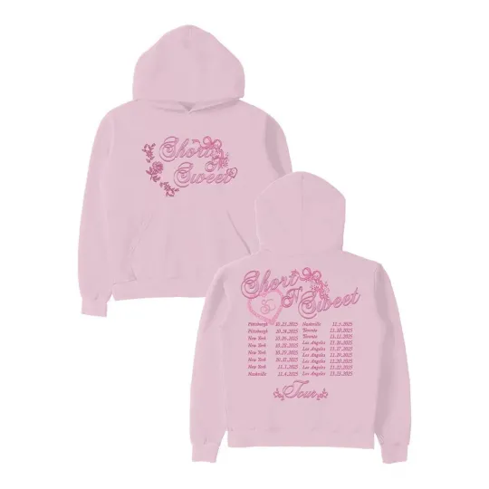 Sabrina Carpenter Short n' Sweet 2025 Tour Date Hoodie Light Pink