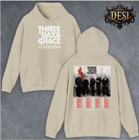 Discover ALIENATION 2025 TOUR THREE DAYS GRACE INSPIRED NEW Hoodie sand