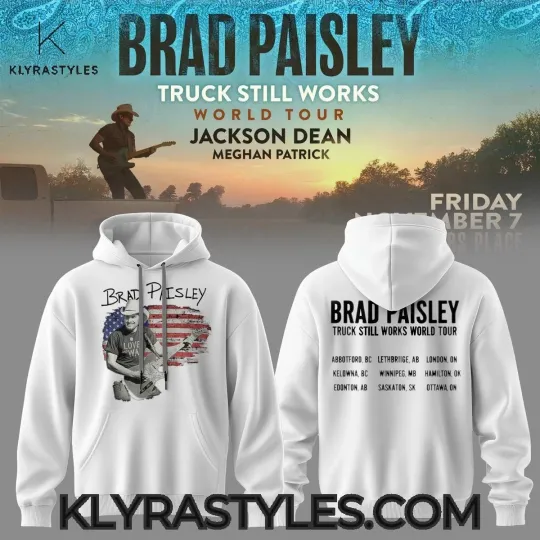 Brad Paisley X Truck Still Works World Tour 2025 White Hoodie
