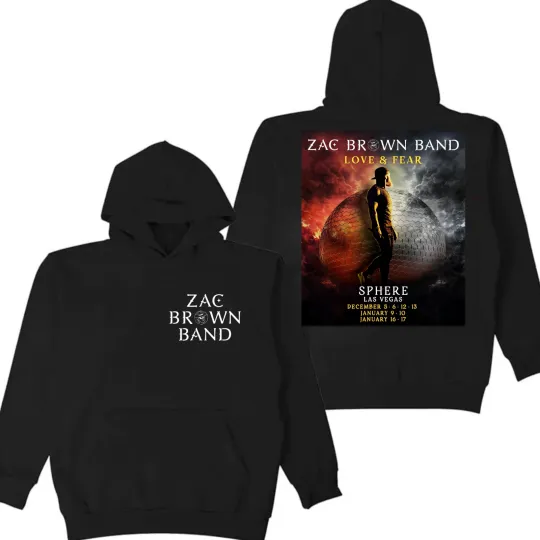 Discover Zac Brown Band Love And Fear 2025 -2026 At Las Vegas Sphere Tour Hoodie