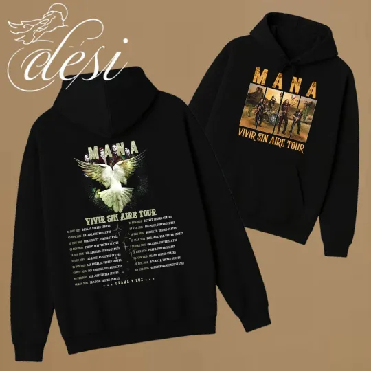 Discover Mana Band Tour 2025 Maná Vivir Sin Aire Merch Unisex Hoodie