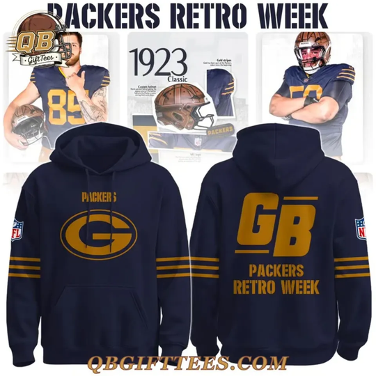 Discover Gr33n B@y P@ck3rs Retro Week Hoodie