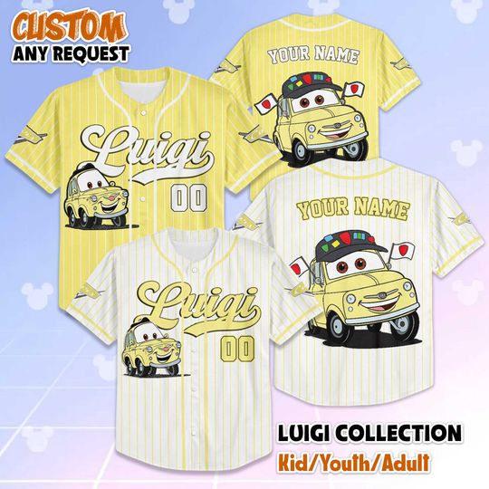 Discover Custom Luigi Baseball Jersey, Disney Car Shirt, Luigi Disney Jersey Outfit, Pixar Car Team Jersey, Matching Disney Outfit