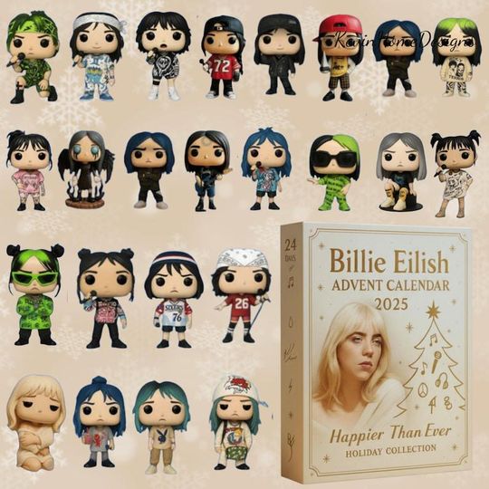 Discover Billie Eilish Acrylic Advent Calendar 2025 - Music Fan Box, Happier Than Ever Set