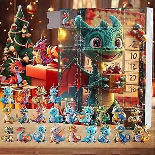 Discover Acrylic Advent Calendar Blind Box Fantasy Dragon 2025, Christmas Countdown Box, Cute Dragon Gifts, 2D Flat Decor