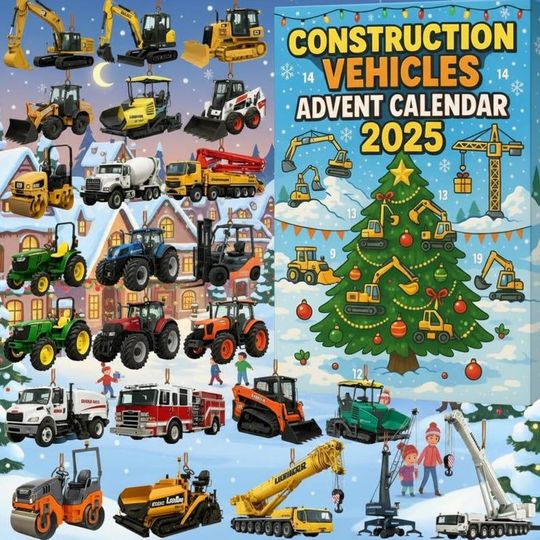 Discover Acrylic Advent Calendar Construction Vehicles 2025 with 24 Mini Truck Toys