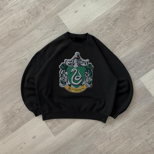 Slytherin House Crewneck Sweatshirt, Wizard School Snake Emblem Sweater, Heavy Blend Cozy Fan Gift, Unisex Universal Trip Pullover