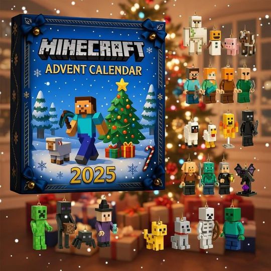 2025 Minecraft Advent Calendar Christmas Tree Ornaments & Acrylic Charm Countdown Kids Surprise Box Holiday Decor