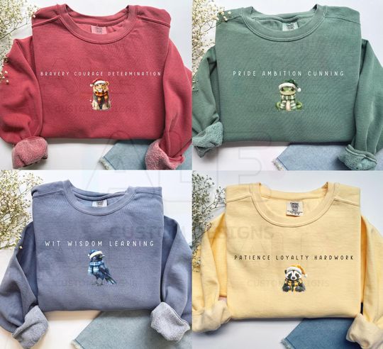 Discover Christmas Comfort Colors Wizarding School House Sweatshirt, HP House, Universal Vacation Sweater, Vintage Wizard Houses Sweater
