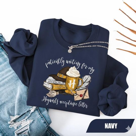 Hufflepuff Patiently Waiting for My Hogwarts Letter Sweatshirt  Wizard School, Magical Coffee HP Book, Gift For Her PSJ940.DT