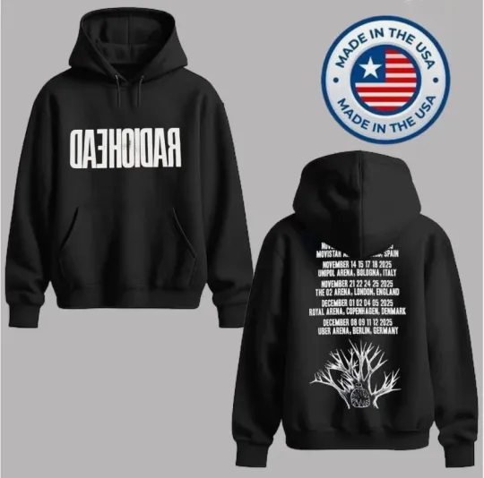Discover Radiohead Europe Tour 2025 Unisex Black Hoodie