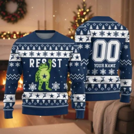 Discover Personalized Cowboys Portland Frog Resist Ugly Christmas Sweater