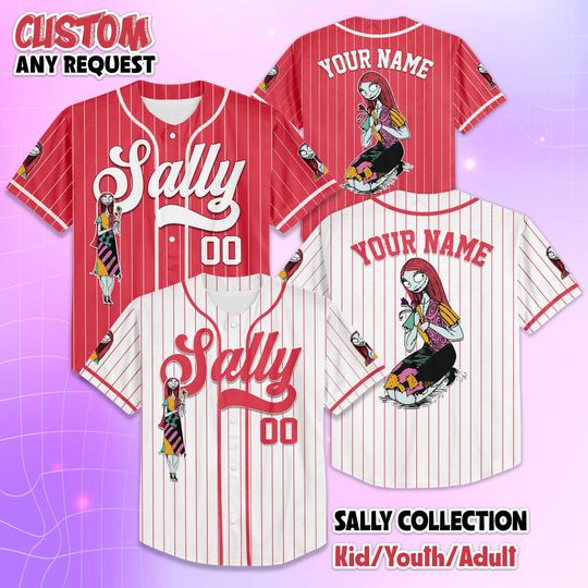 Discover Personalized Sally Baseball Jersey, Custom Disney The Nightmare Before Christmas Sally Shirt, Disneyland Baseball Team Outfit, Gift for Fans