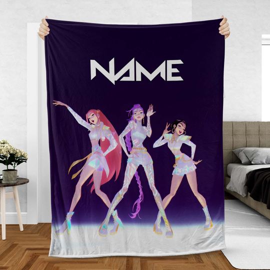 Custom Name Fleece Blanket - Zoey, Rumi, Mira - Girl Group Stage Music, Concert, Character Pop Star Gift