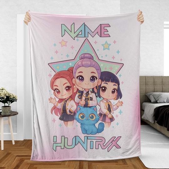 Discover Custom Name KPop Fleece Blanket with Star Design for Fan Gift