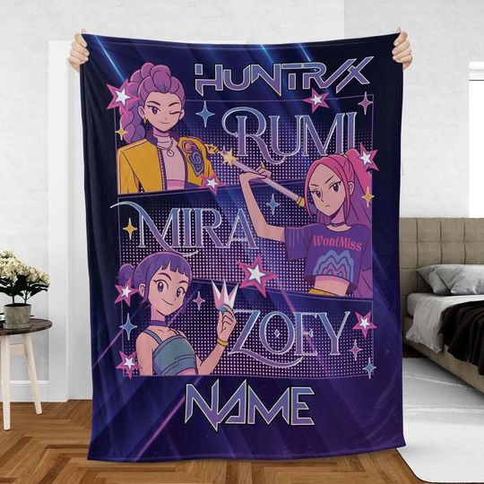Discover KPop Fleece Blanket with Custom Name, Girl Group Pop Star Decor, Fan Gift, Birthday Gift