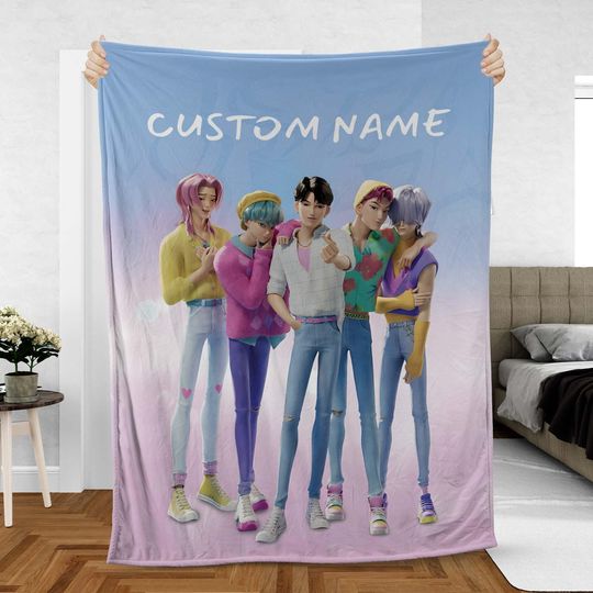 Discover Custom Name KPop Character Fleece Blanket - Soda Pop Idol Fan Gift Decor