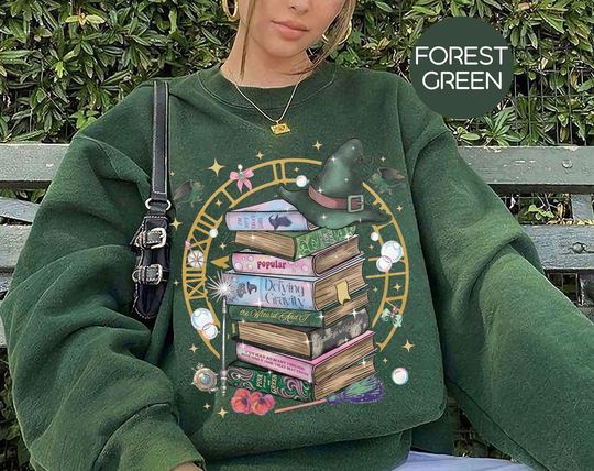 Discover Vintage Wicked Changed For Good Books Sweatshirt, Defy Gravity Broomstick Magic Wand Sweater, Wizard Movie Inspired, Wicked Musical Fan Gift