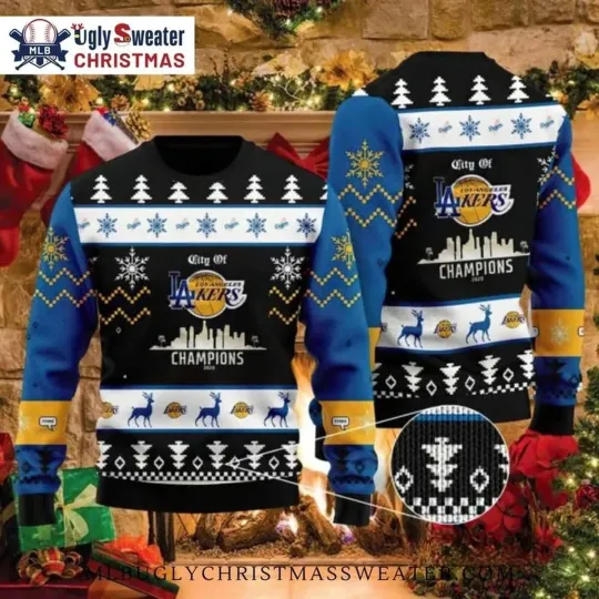 LA Lakers And Dodgers Champions Ugly Christmas Sweater