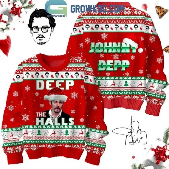 Discover Johnny Depp Deep The Halls Merry 2025 Christmas Ugly Sweater