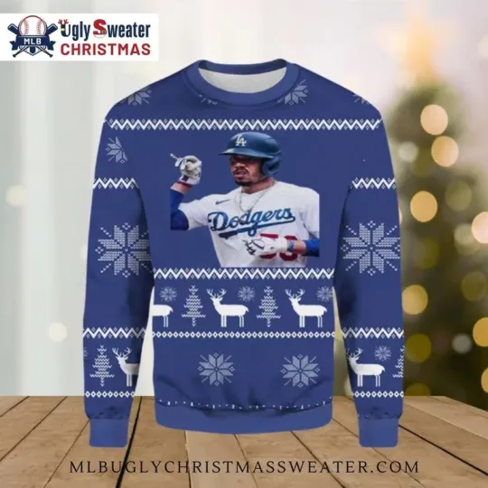 Discover LA Dodgers Player Portrait Ugly Christmas Sweater