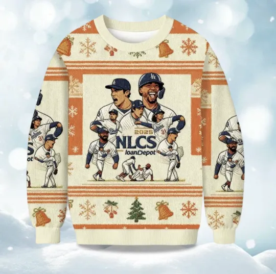 Discover 2025 Dodgers NLCS Champions Christmas Ugly Sweater