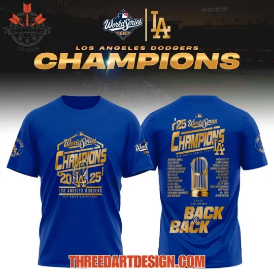 Discover 25 World Series Champions L.A. D@d@gers Back To Back T-Shirt